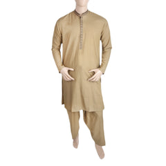 Men's Mashriq Embroidered Kurta Shalwar Suit - Camel, Men, Shalwar Kameez, Chase Value, Chase Value