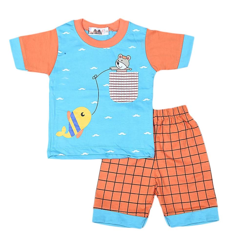 Boys Half Sleeves Suit 4549 - Blue, Kids, Boys Sets And Suits, Chase Value, Chase Value