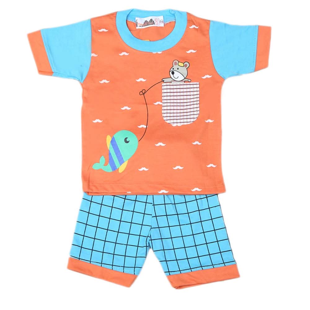 Boys Half Sleeves Suit 4549 - Peach - B, Kids, Boys Sets And Suits, Chase Value, Chase Value