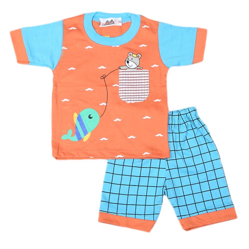 Boys Half Sleeves Suit 4549 - Peach - B, Kids, Boys Sets And Suits, Chase Value, Chase Value