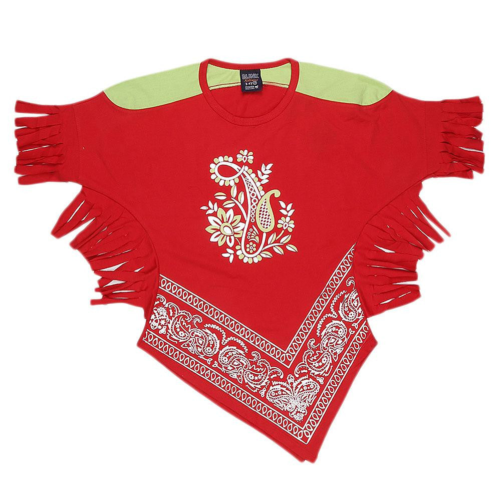 Girls Half Sleeve Printed T-Shirt - Red - test-store-for-chase-value