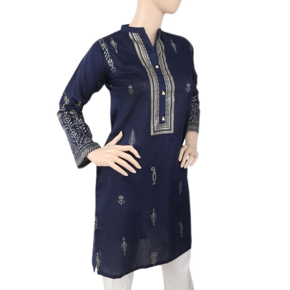 Women's Fancy Cotton Kurti - Navy Blue, Women, Ready Kurtis, Chase Value, Chase Value
