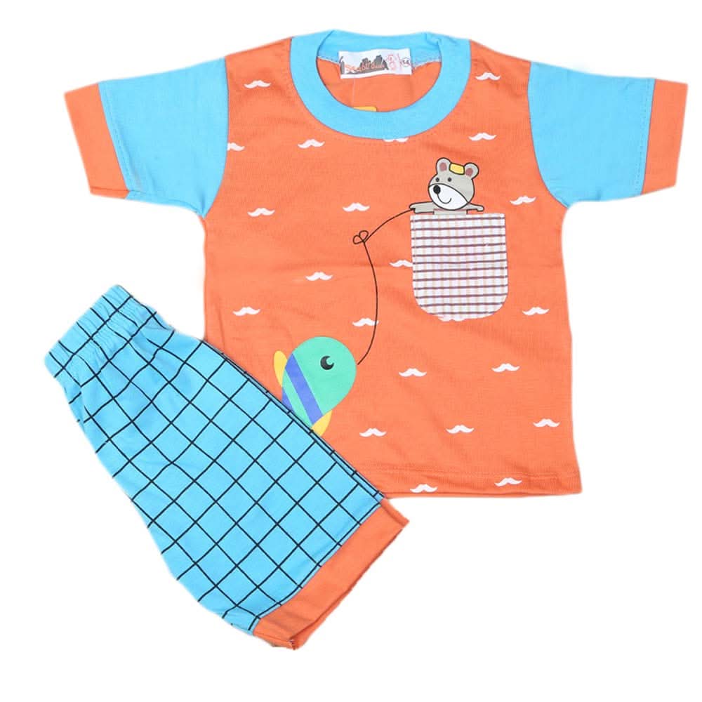 Boys Half Sleeves Suit 4549 - Peach - B, Kids, Boys Sets And Suits, Chase Value, Chase Value