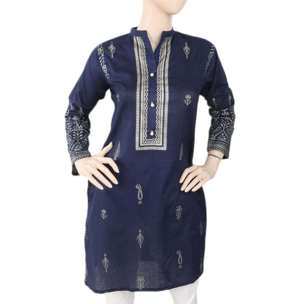 Women's Fancy Cotton Kurti - Navy Blue, Women, Ready Kurtis, Chase Value, Chase Value