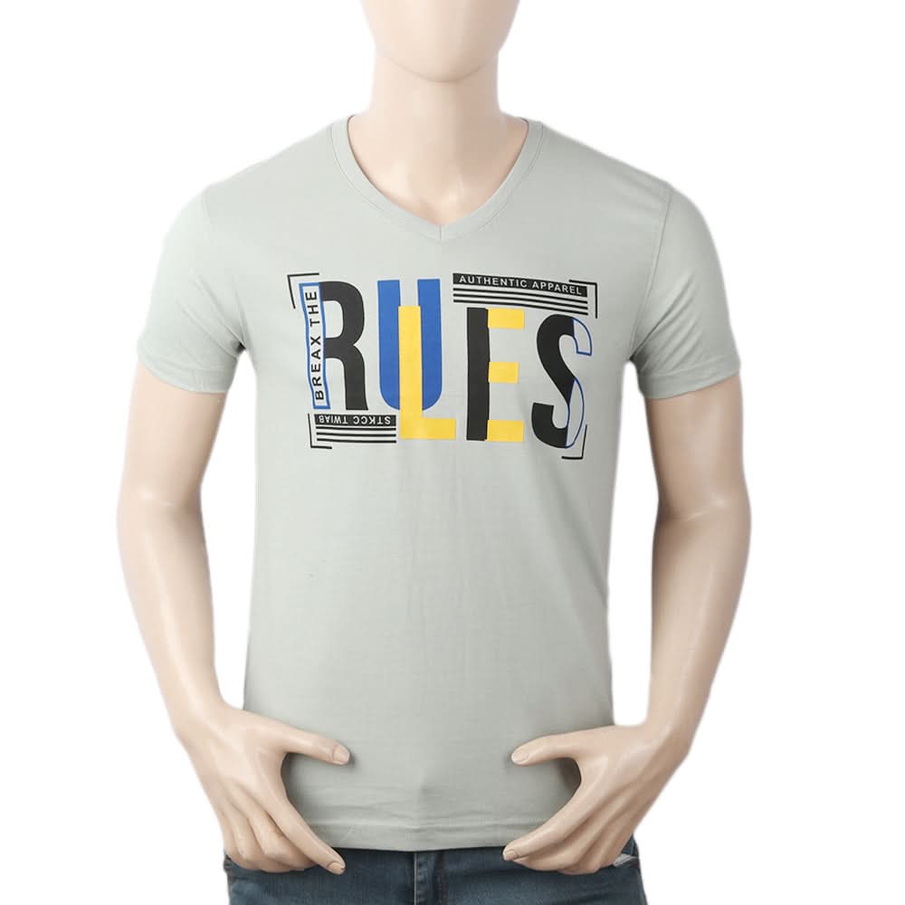 Men's Half Sleeves Round Neck T-Shirt - Grey, Men, T-Shirts And Polos, Chase Value, Chase Value