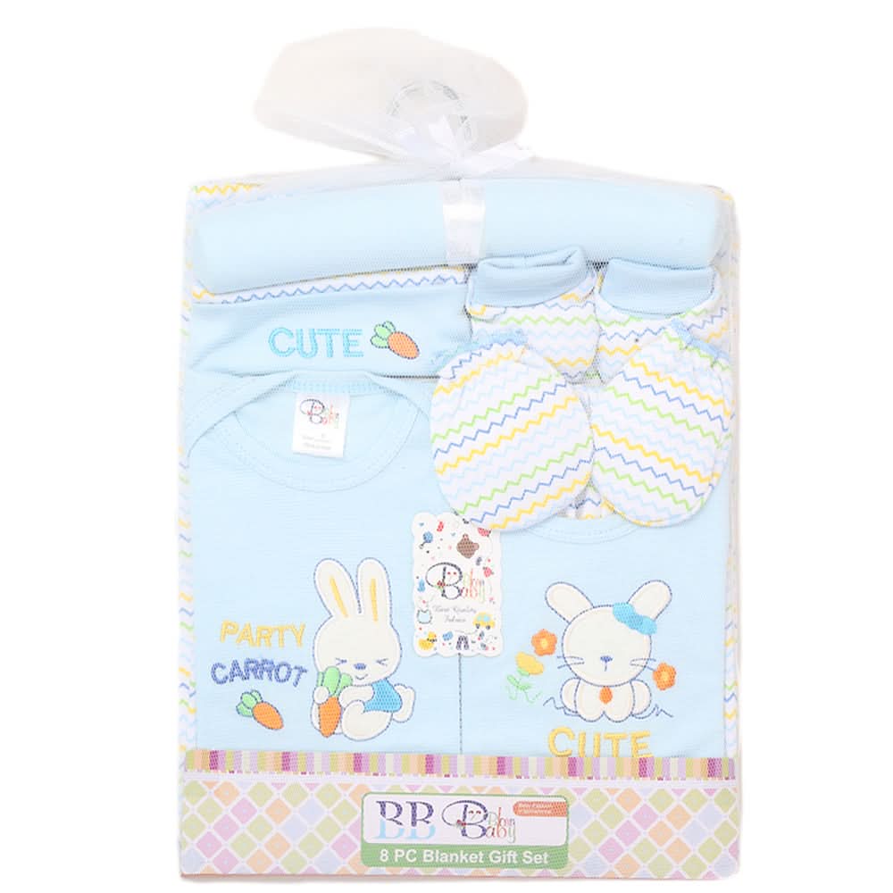 Newborn 8 Piece Blanket Gift Set - Blue, Kids, Newborn Gift Set, Chase Value, Chase Value