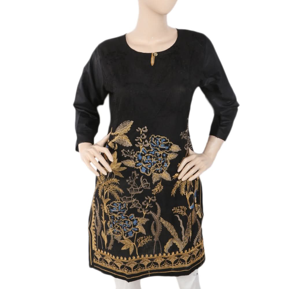 Women's Embroidered Kurti - Black, Women, Ready Kurtis, Chase Value, Chase Value