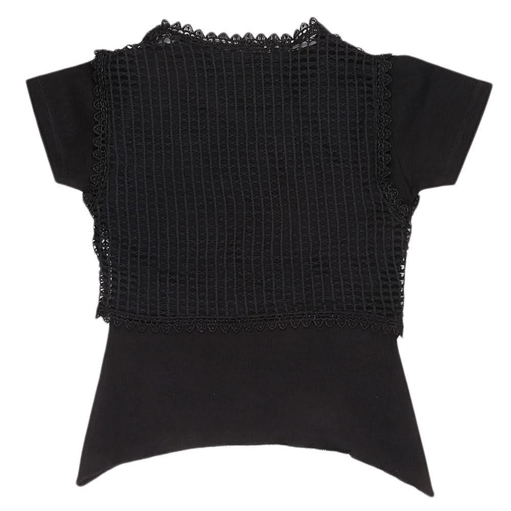 Girls Half Sleeve Fancy T-Shirt - Black - test-store-for-chase-value