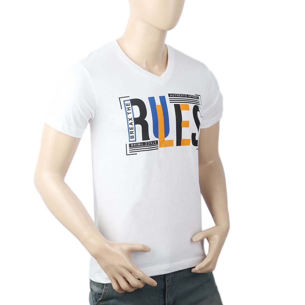 Men's Half Sleeves Round Neck T-Shirt - White, Men, T-Shirts And Polos, Chase Value, Chase Value