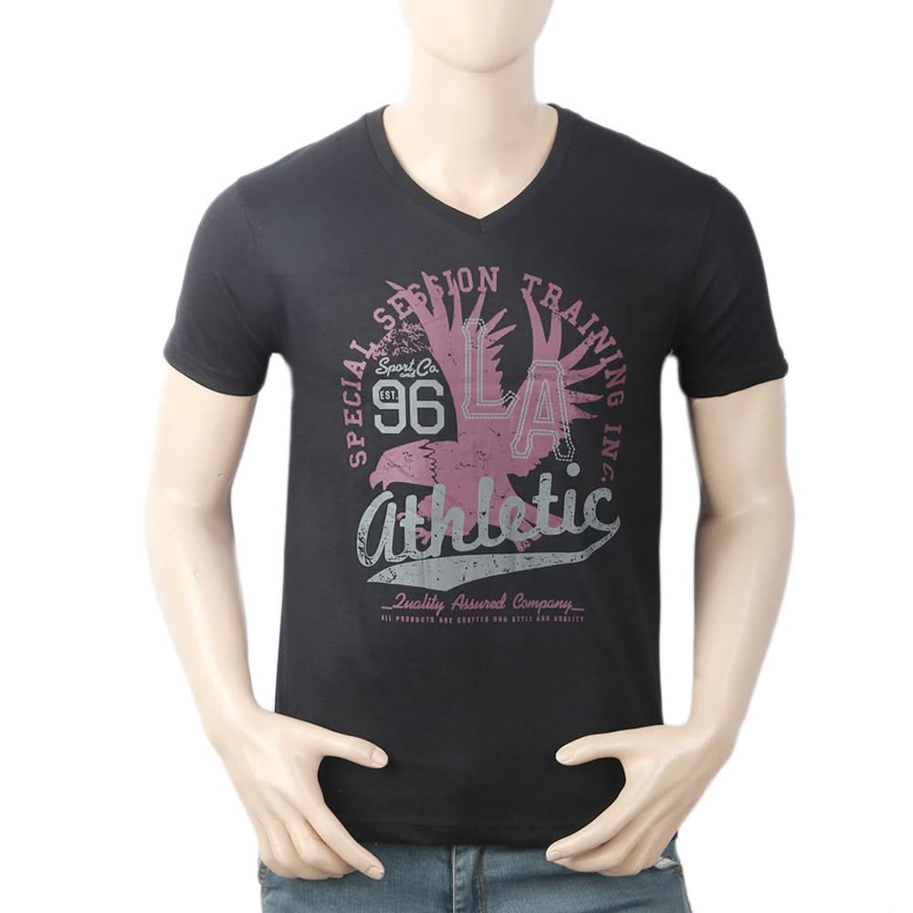 Men's Half Sleeves Round Neck T-Shirt - Black, Men, T-Shirts And Polos, Chase Value, Chase Value