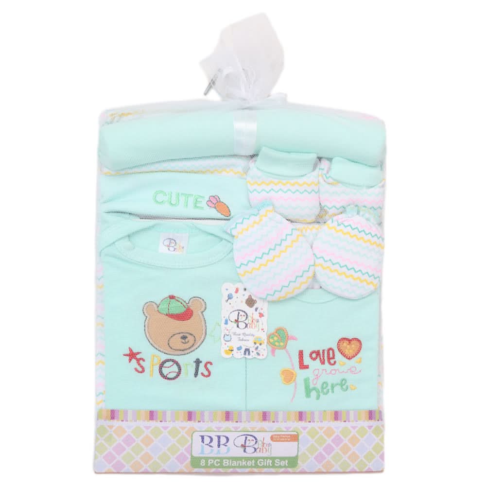 Newborn 8 Piece Blanket Gift Set - Cyan, Kids, Newborn Gift Set, Chase Value, Chase Value
