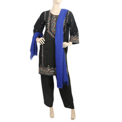 Women's Embroidered 3Pcs Stitched Shalwar Suit - Black, Women, Shalwar Suits, Chase Value, Chase Value