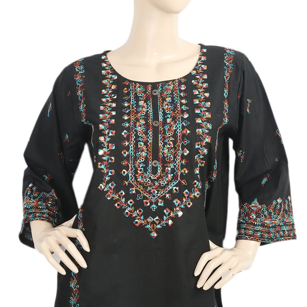 Women's Embroidered 3Pcs Stitched Shalwar Suit - Black, Women, Shalwar Suits, Chase Value, Chase Value