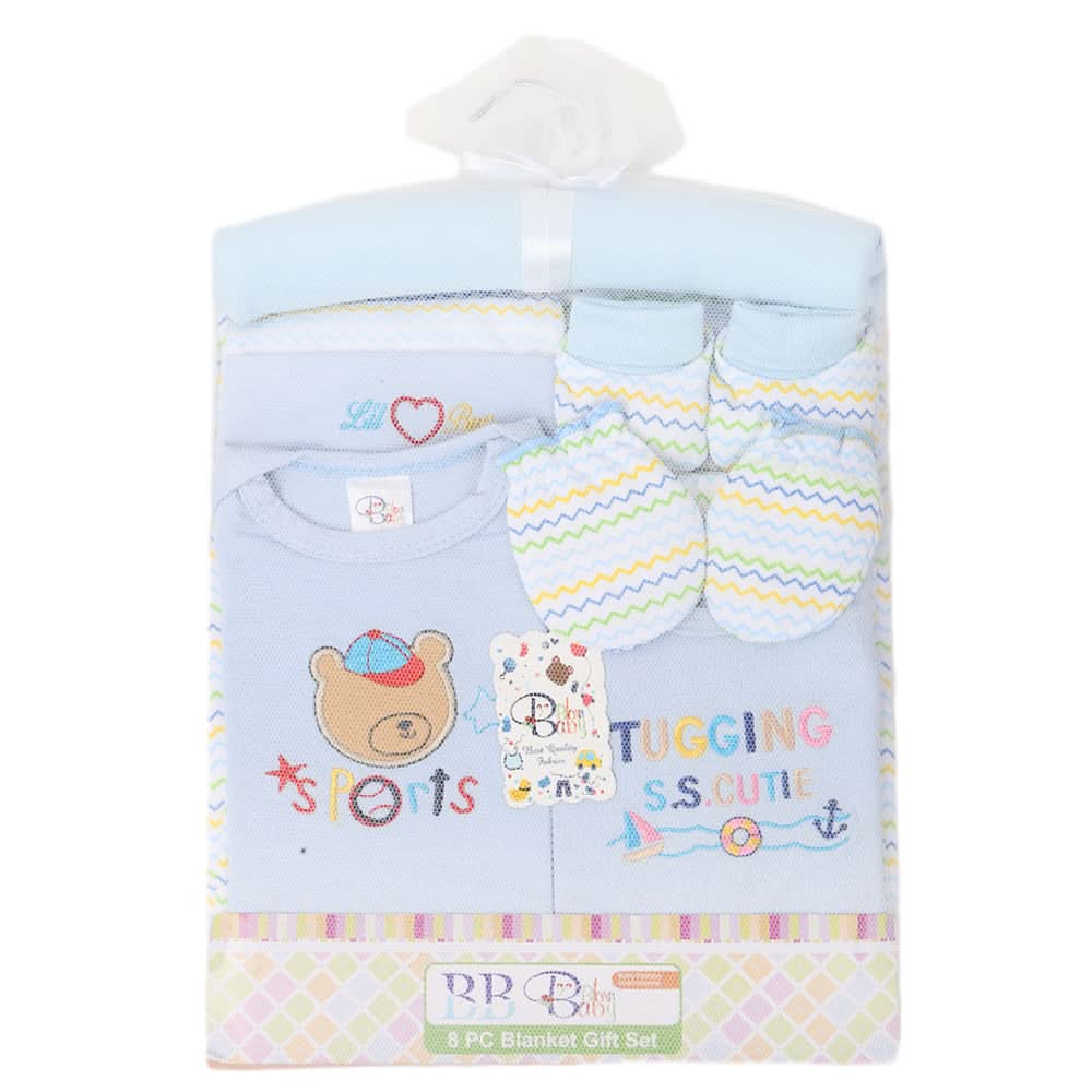 Newborn 8 Piece Blanket Gift Set - Blue, Kids, Newborn Gift Set, Chase Value, Chase Value