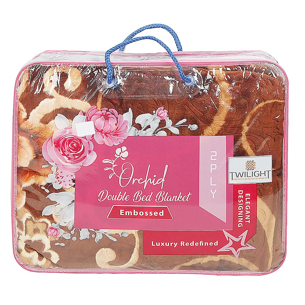 Orchid Blanket 2 PLY Double Bed - Brown, Home & Lifestyle, Blanket, Chase Value, Chase Value