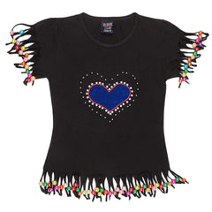 Girls Half Sleeve Heart T-Shirt - Black - test-store-for-chase-value