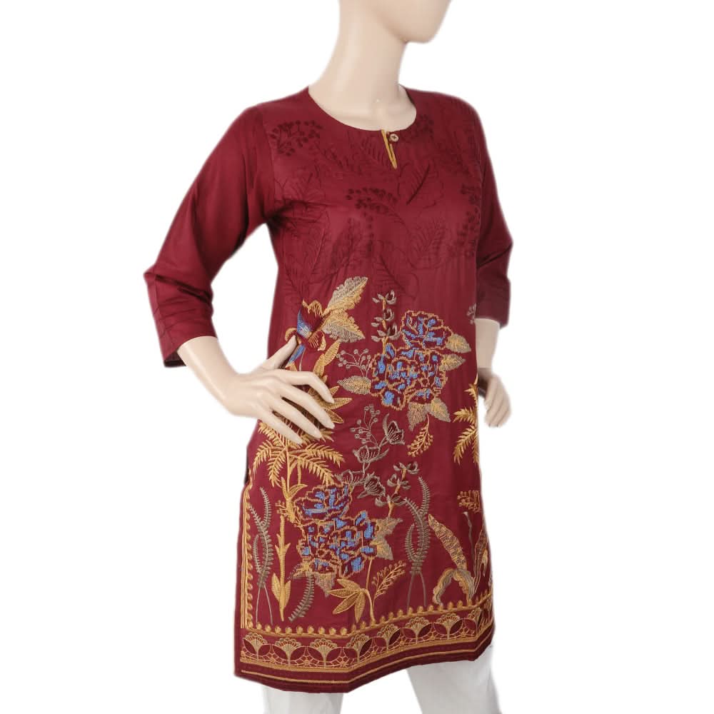 Women's Embroidered Kurti - Maroon, Women, Ready Kurtis, Chase Value, Chase Value