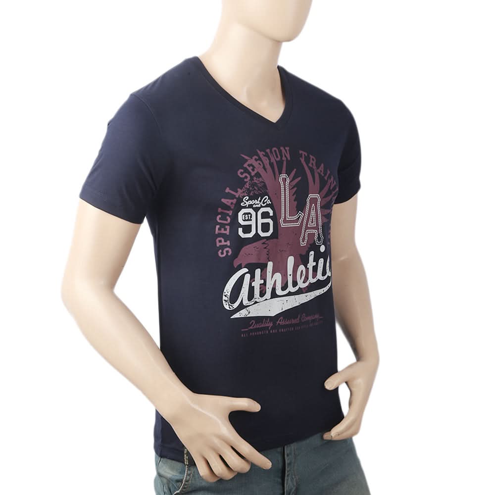 Men's Half Sleeves Round Neck T-Shirt - Navy Blue, Men, T-Shirts And Polos, Chase Value, Chase Value
