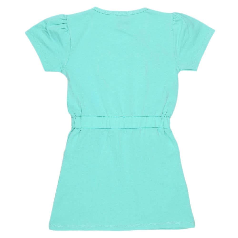 Girls Half Sleeve Long T-Shirt - Cyan - test-store-for-chase-value