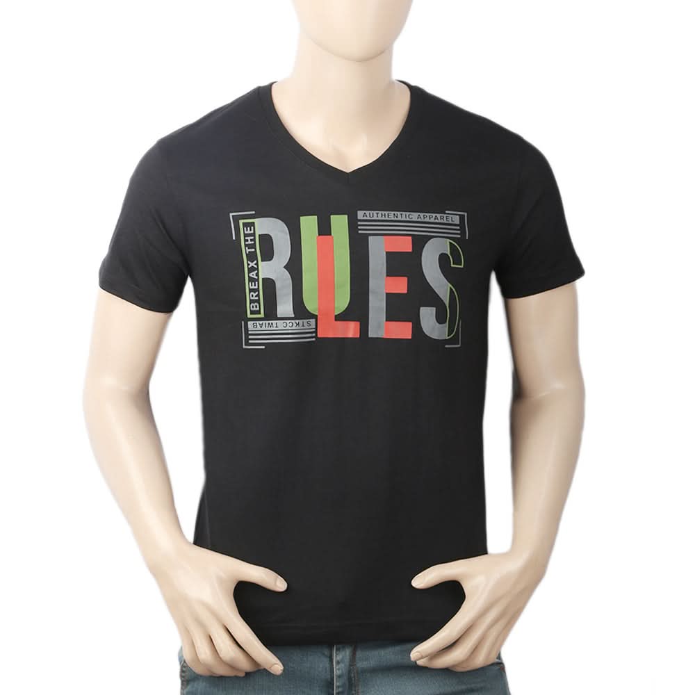 Men's Half Sleeves Round Neck T-Shirt - Black, Men, T-Shirts And Polos, Chase Value, Chase Value