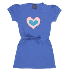Girls Half Sleeve Long T-Shirt - Blue - test-store-for-chase-value