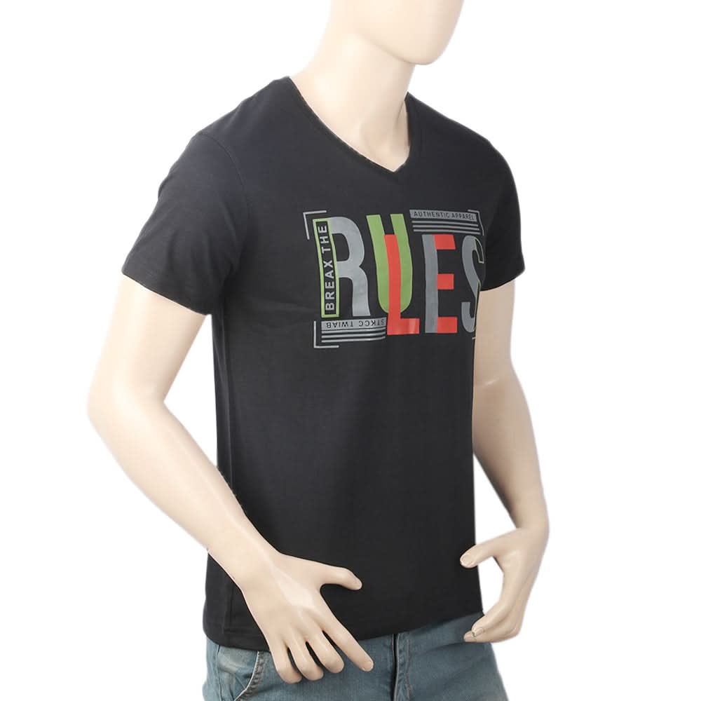Men's Half Sleeves Round Neck T-Shirt - Black, Men, T-Shirts And Polos, Chase Value, Chase Value