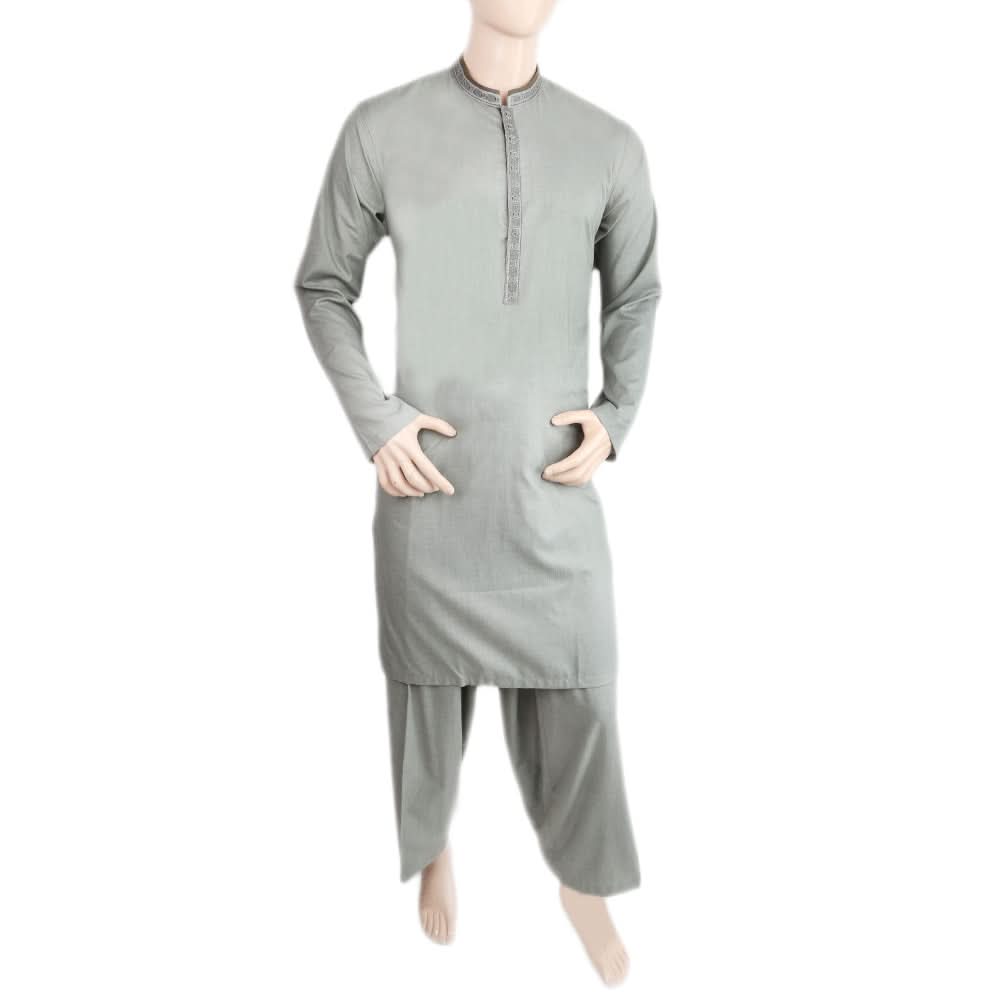 Men's Mashriq Embroidered Kurta Shalwar Suit - Green, Men, Shalwar Kameez, Chase Value, Chase Value