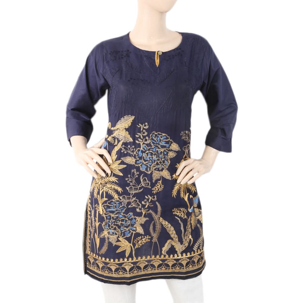 Women's Embroidered Kurti - Navy Blue, Women, Ready Kurtis, Chase Value, Chase Value