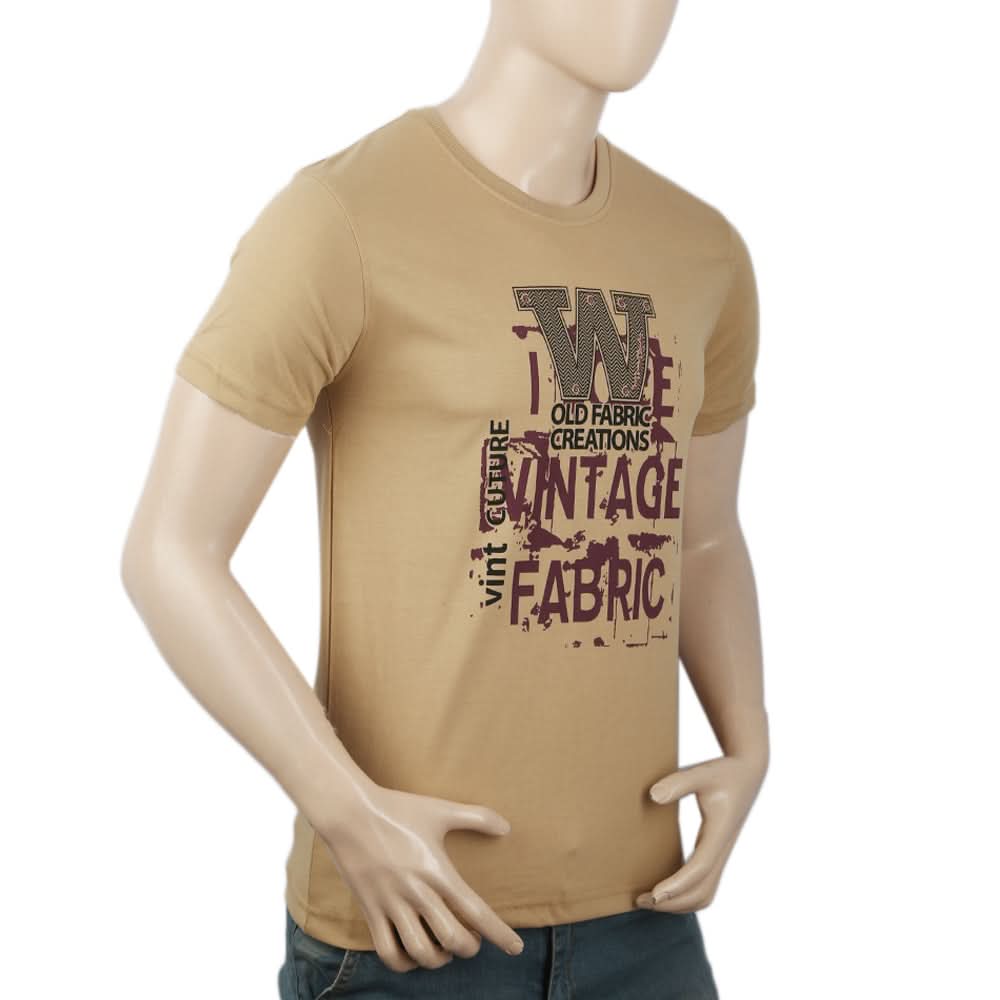 Men's Half Sleeves Round Neck T-Shirt - Fawn, Men, T-Shirts And Polos, Chase Value, Chase Value