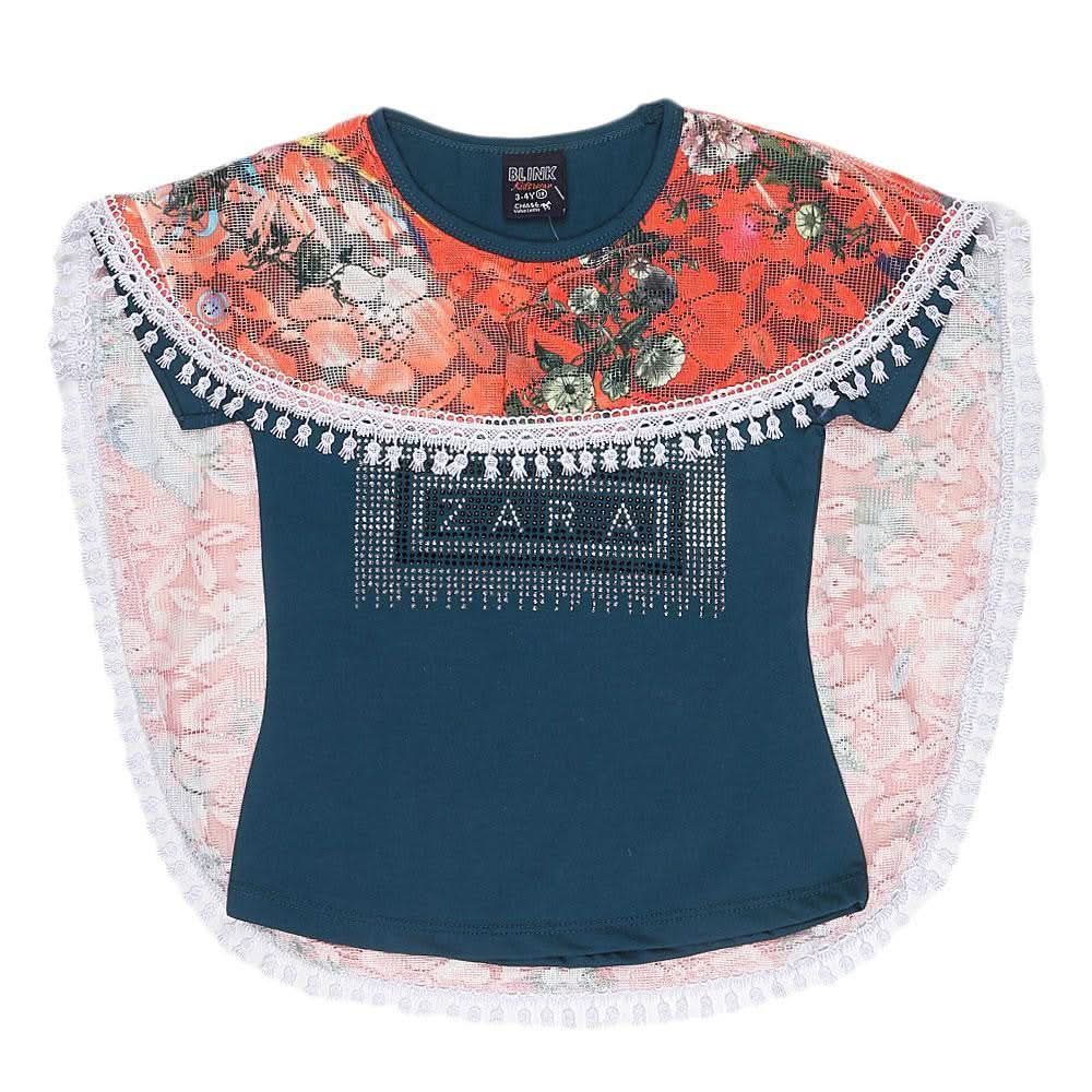 Girls Half Sleeve Printed T-Shirt - Sea Green - test-store-for-chase-value