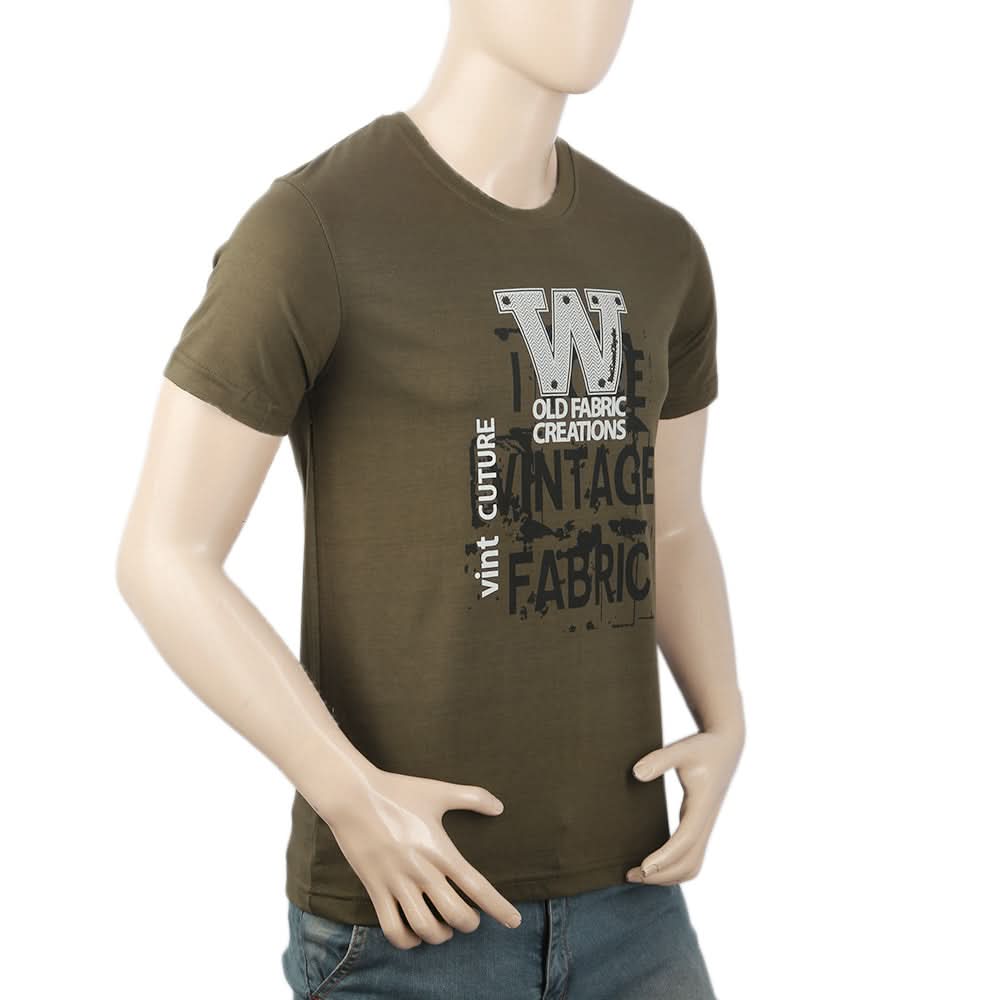 Men's Half Sleeves Round Neck T-Shirt - Olive, Men, T-Shirts And Polos, Chase Value, Chase Value