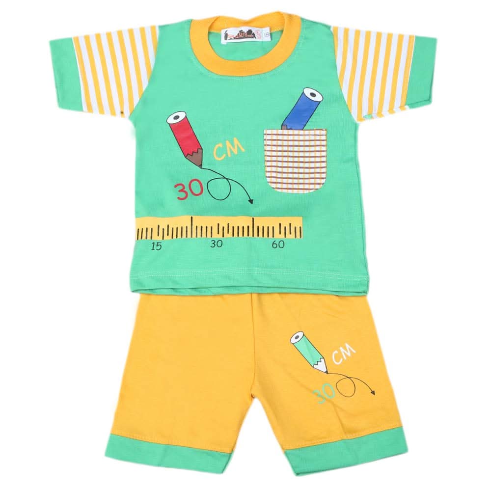 Boys Half Sleeves Suit 4542 - Green, Kids, Boys Sets And Suits, Chase Value, Chase Value