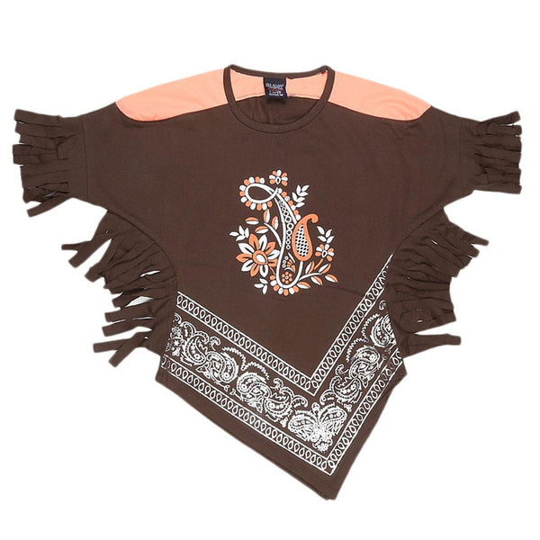 Girls Half Sleeve Printed T-Shirt - Brown - test-store-for-chase-value