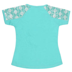 Girls Half Sleeve Fancy T-Shirt - Cyan - test-store-for-chase-value