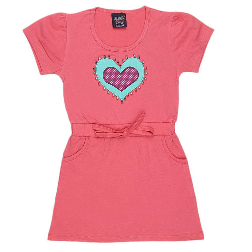 Girls Half Sleeve Long T-Shirt - Pink - test-store-for-chase-value