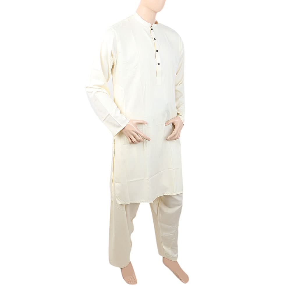Men's Slim Fit Shalwar Suit - Cream, Men, Shalwar Kameez, Chase Value, Chase Value