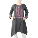 Women's Embroidered Kurti Front Button - Black, Women, Ready Kurtis, Chase Value, Chase Value