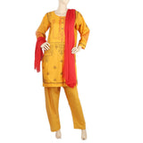 Women's Embroidered 3Pcs Stitched Shalwar Suit - Mustard, Women, Shalwar Suits, Chase Value, Chase Value