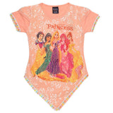 Girls Half Sleeve Fancy T-Shirt - Peach - test-store-for-chase-value