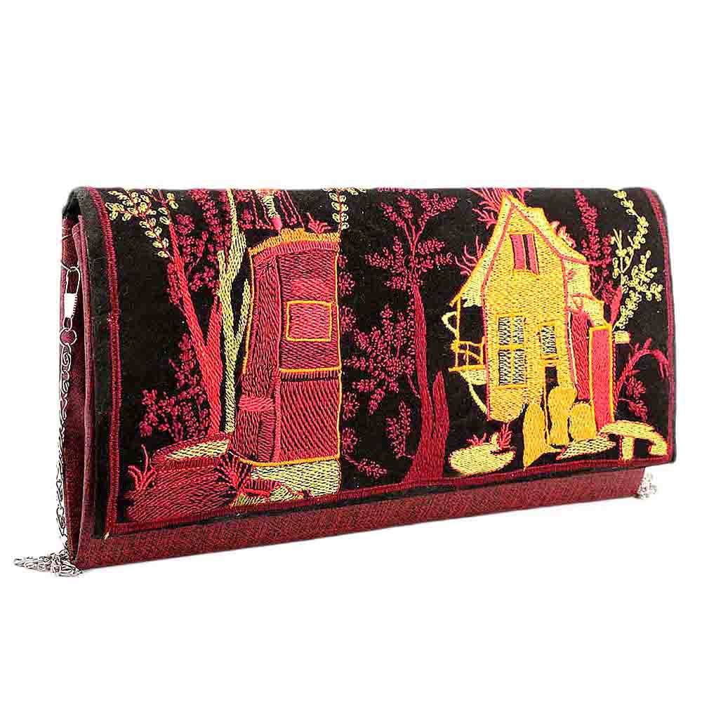 Women's Embroidered Clutch (9035) - Maroon, Women, Clutches, Chase Value, Chase Value