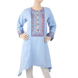 Women's Embroidered Kurti Front Button - Blue, Women, Ready Kurtis, Chase Value, Chase Value