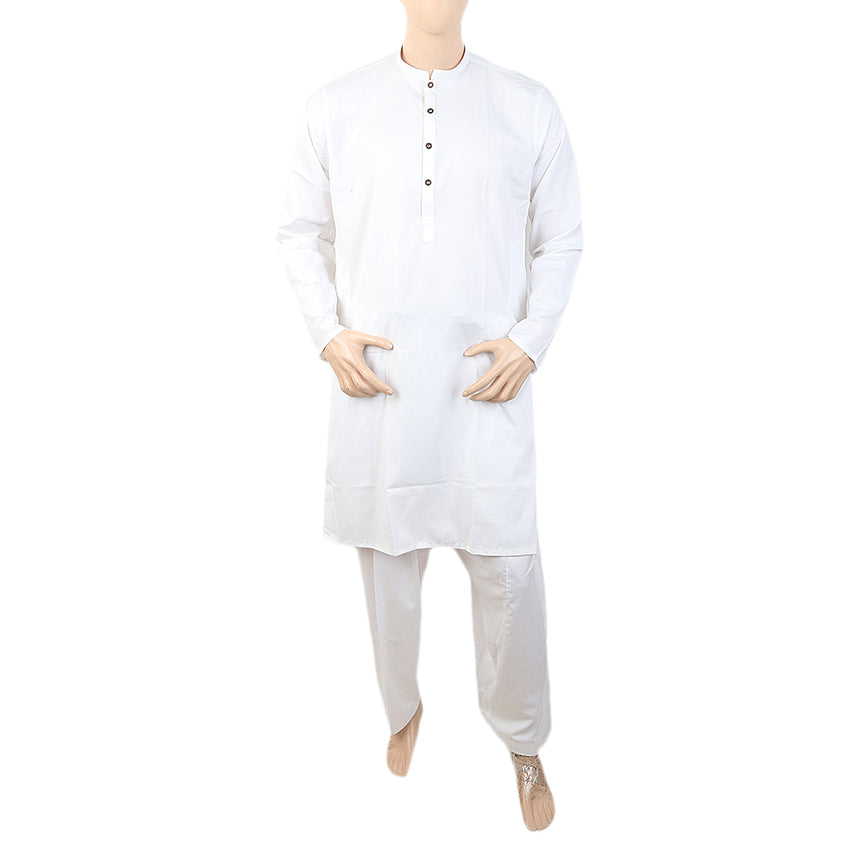 Men's Slim Fit Shalwar Suit - White, Men, Shalwar Kameez, Chase Value, Chase Value