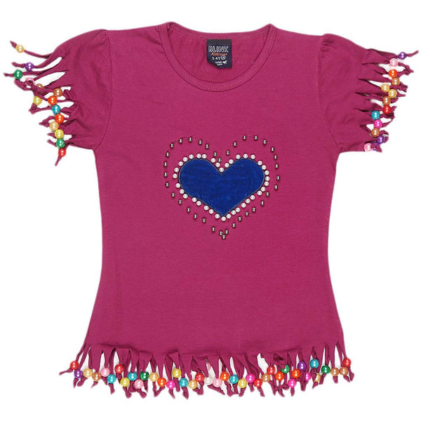 Girls Half Sleeve Heart T-Shirt - Purple - test-store-for-chase-value