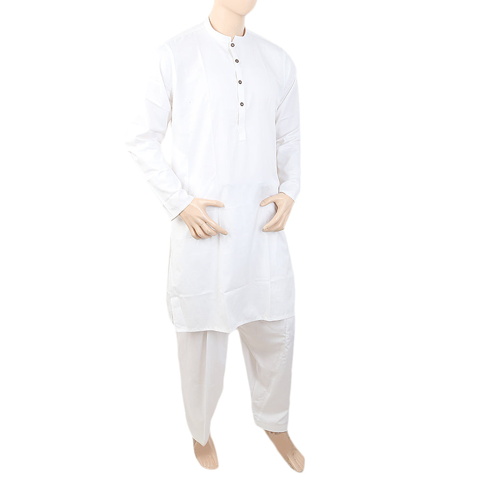Men's Slim Fit Shalwar Suit - White, Men, Shalwar Kameez, Chase Value, Chase Value