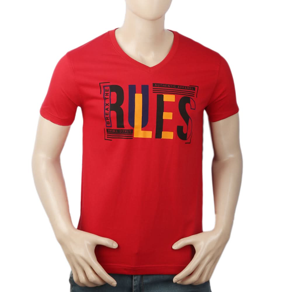 Men's Half Sleeves Round Neck T-Shirt - Red, Men, T-Shirts And Polos, Chase Value, Chase Value