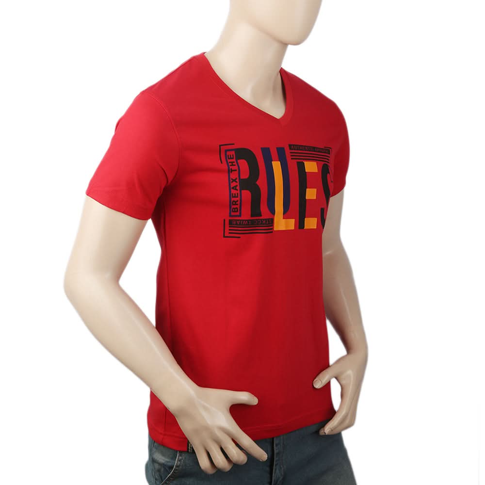 Men's Half Sleeves Round Neck T-Shirt - Red, Men, T-Shirts And Polos, Chase Value, Chase Value