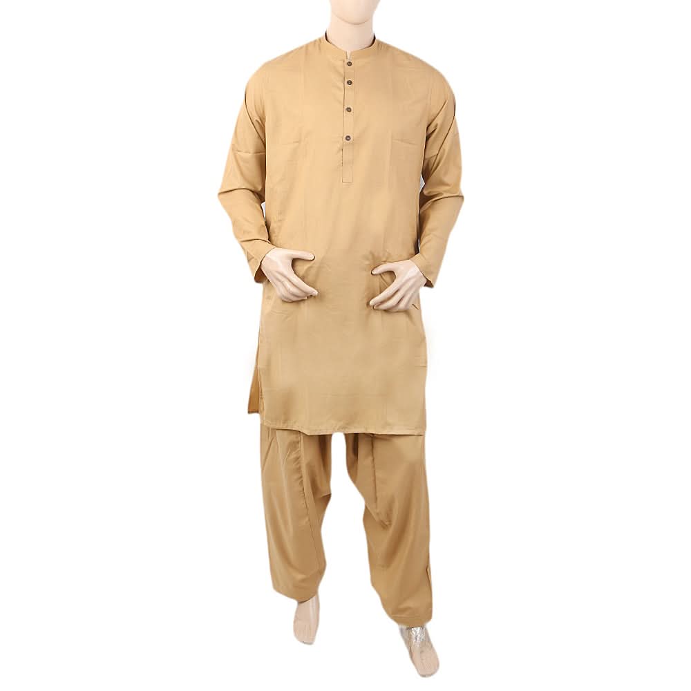 Men's Slim Fit Shalwar Suit - Light Brown, Men, Shalwar Kameez, Chase Value, Chase Value