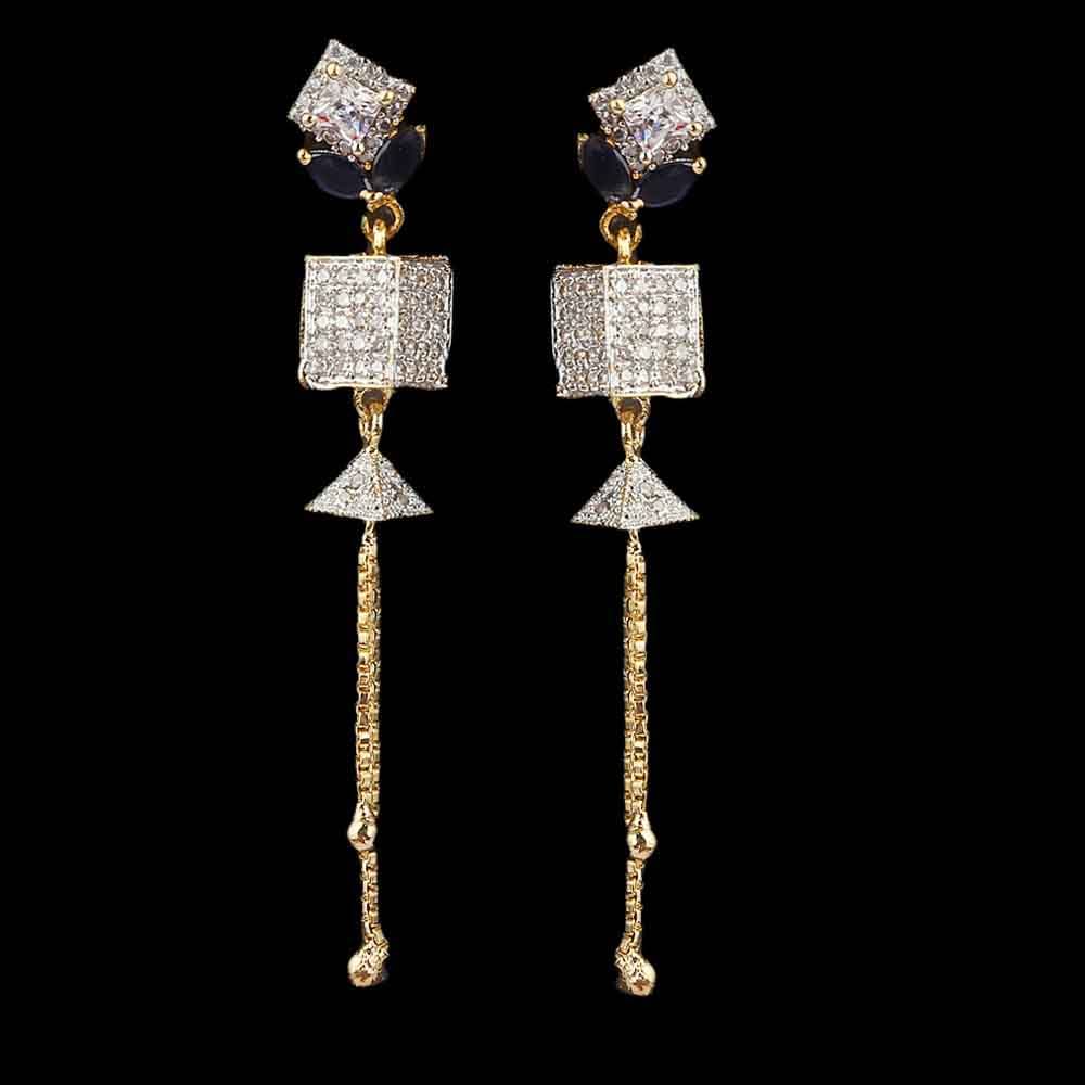 Women's Jhumki - Golden & Navy Blue, Women, Earrings & Tops, Chase Value, Chase Value