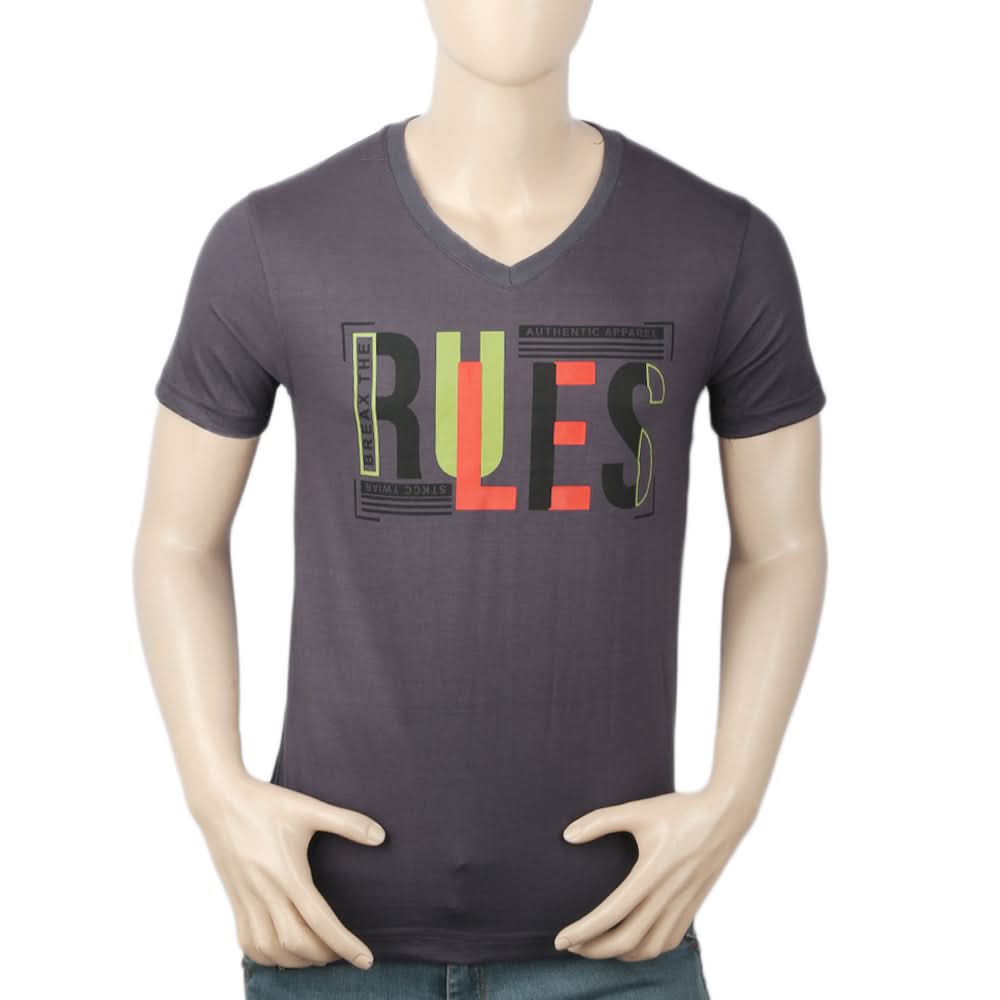 Men's Half Sleeves Round Neck T-Shirt - Dark Grey, Men, T-Shirts And Polos, Chase Value, Chase Value
