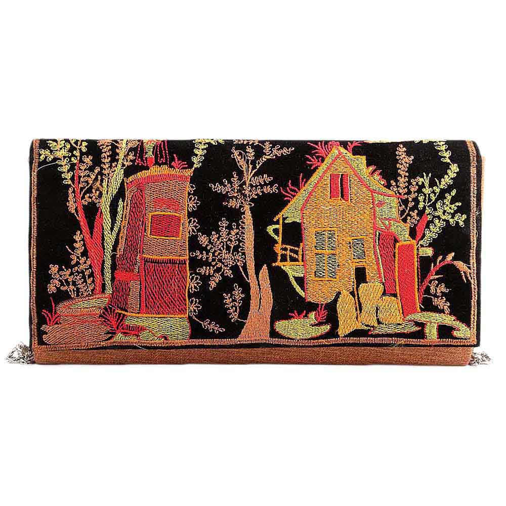 Women's Embroidered Clutch (9035) - Brown, Women, Clutches, Chase Value, Chase Value
